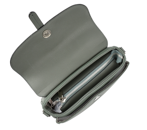 Poseta casual, dama, ADA SHOES, 8710, verde, piele naturala