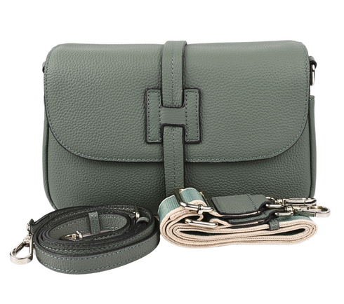 Poseta casual, dama, ADA SHOES, 8710, verde, piele naturala