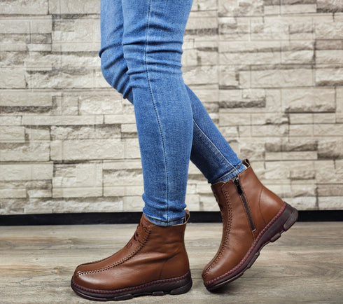 Ghete casual, dama, FORMAZIONE, 8202 maro, piele naturala