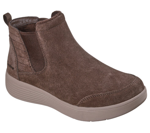 Ghete sport, dama, SKECHERS ARCH FIT LAGUNA - HARVEST MOONS 159095-CHOC maro, piele intoarsa