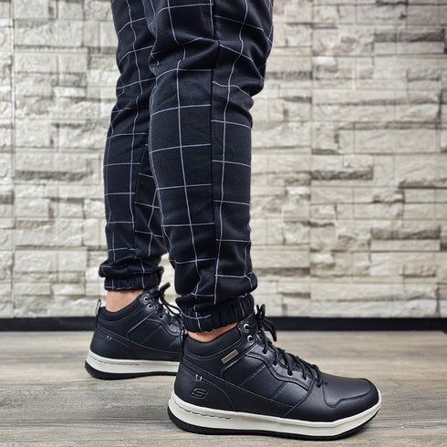 Ghete sport, barbati, SKECHERS WATERPROOF Delson Selecto, 65801-BLK negru, textil