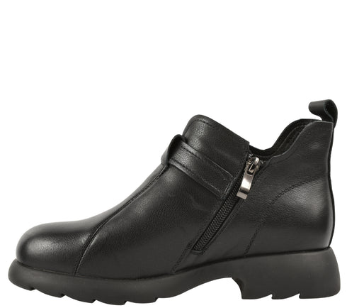 Ghete casual, dama, FORMAZIONE, 9A01 negru, piele naturala