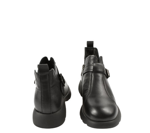 Ghete casual, dama, FORMAZIONE, 9A01 negru, piele naturala