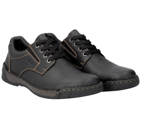 Pantofi casual, barbati, RIEKER, B0306-00 negru, piele naturala