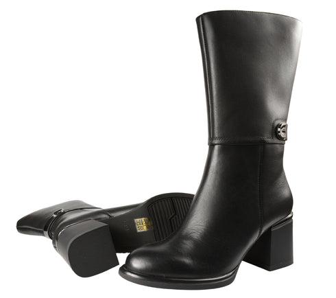 Cizme elegante, dama, EPICA, DL70004 negru, piele naturala, toc