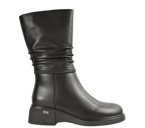 Cizme elegante, dama, KARISMA, DL70026A negru, piele naturala