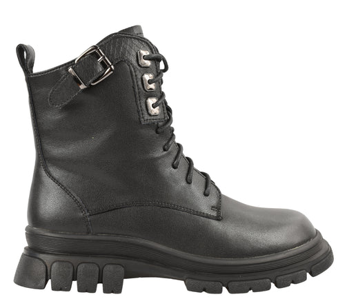 Bocanci casual, dama, BERLINER, D5626E negru, piele naturala