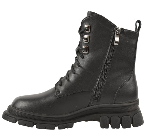 Bocanci casual, dama, BERLINER, D5626E negru, piele naturala