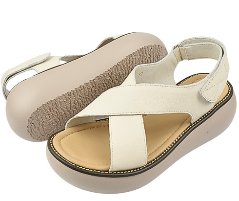 Sandale casual, dama, FORMAZIONE, FF01 bej, piele naturala