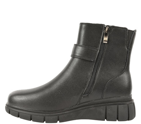 Ghete casual, dama, FORMAZIONE, E90521-1 negru, piele naturala