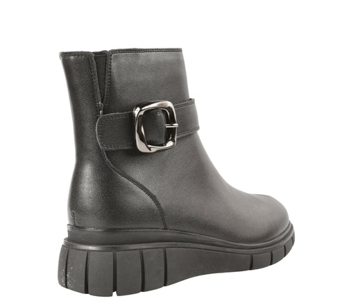 Ghete casual, dama, FORMAZIONE, E90521-1 negru, piele naturala