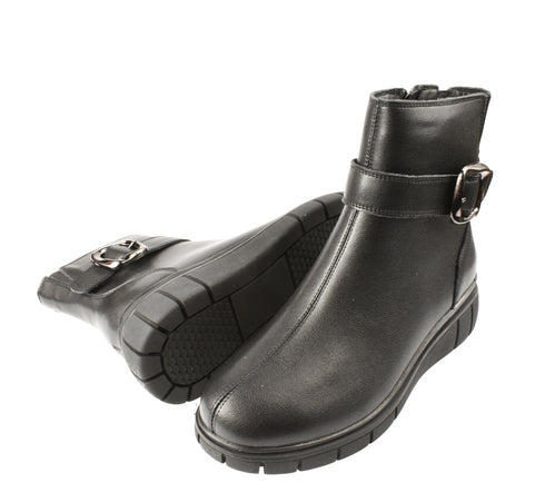 Ghete casual, dama, FORMAZIONE, E90521-1 negru, piele naturala