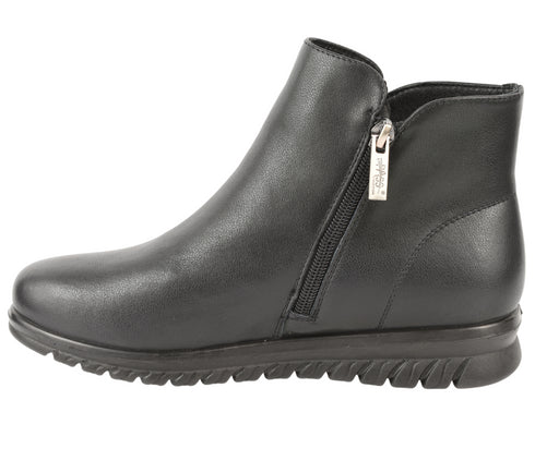 Ghete casual, dama, PASS COLLECTION, J830012 negru, piele naturala