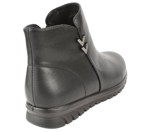 Ghete casual, dama, PASS COLLECTION, J830012 negru, piele naturala