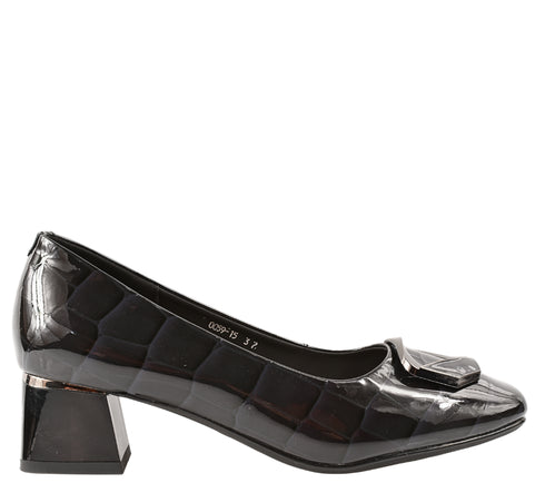 Pantofi eleganti, dama, ADA SHOES, 0059-15 negru, piele lacuita, cu toc