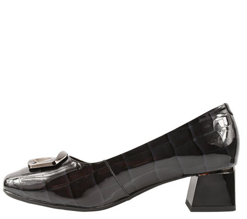 Pantofi eleganti, dama, ADA SHOES, 0059-15 negru, piele lacuita, cu toc