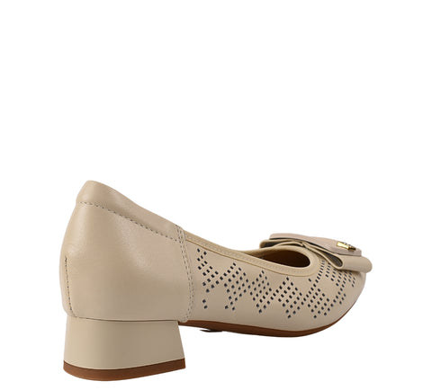 Pantofi casual, dama, ADA SHOES, 3297-23 crem, piele naturala, cu toc