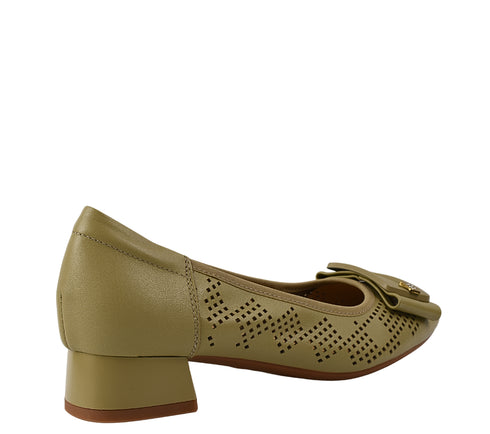 Pantofi casual, dama, ADA SHOES, 3297-23 verde, piele naturala, cu toc