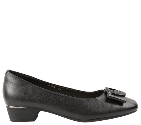 Pantofi casual, dama, ADA SHOES, 9816-90 negru, piele naturala, cu toc