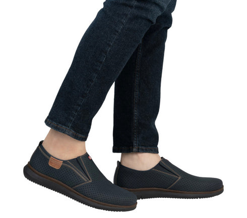 Pantofi casual, barbati, RIEKER, ANTISTRESS, 10452-14 BLEUMARIN, piele ecologica