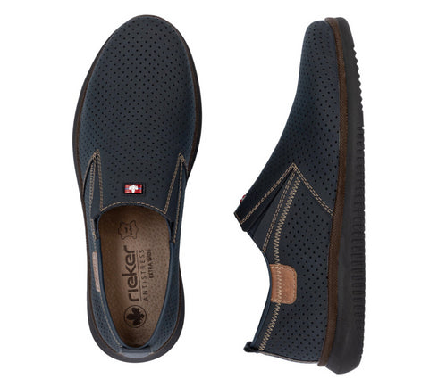 Pantofi casual, barbati, RIEKER, ANTISTRESS, 10452-14 BLEUMARIN, piele ecologica