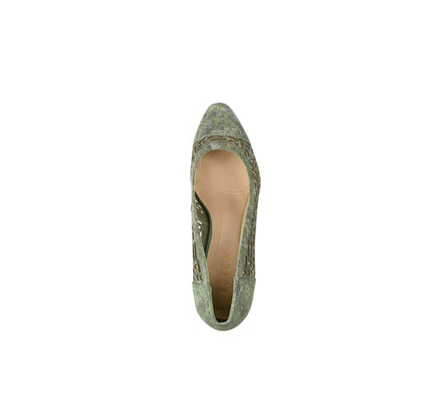 Pantofi eleganti, dama, EPICA, JI60065A verde, piele intoarsa, toc
