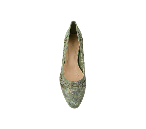 Pantofi eleganti, dama, EPICA, JI60065A verde, piele intoarsa, toc