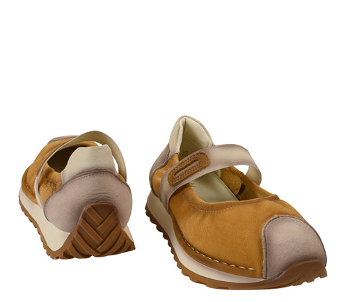 Espadrila sport, dama, ADA SHOES, KM9205 galben, piele nabuc