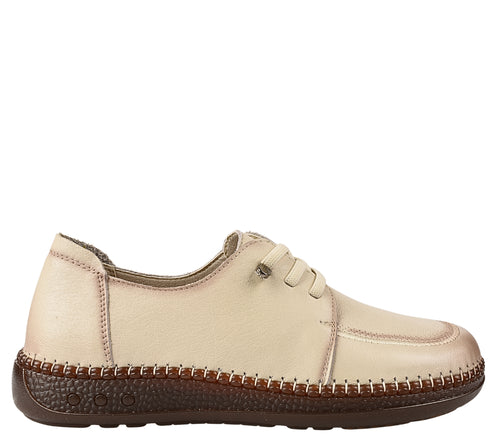 Pantofi casual, dama, FORMAZIONE, KM 327 crem, piele naturala