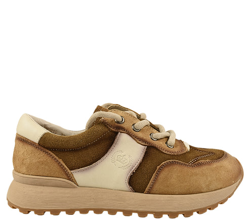 Pantofi sport, dama, FRANCO GERARDO, KM 9819 maro, piele nabuc