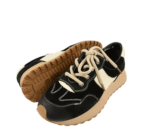 Pantofi sport, dama, FRANCO GERARDO, KM 9819 negru, piele nabuc