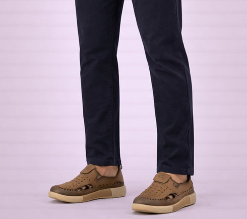 Pantofi casual, barbati, ADA SHOES, A93230 kaki, piele nabuc