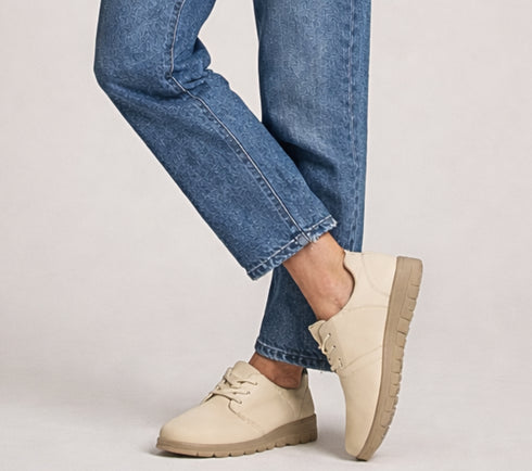 Pantofi casual, dama, ADA SHOES, 251072 crem, piele naturala