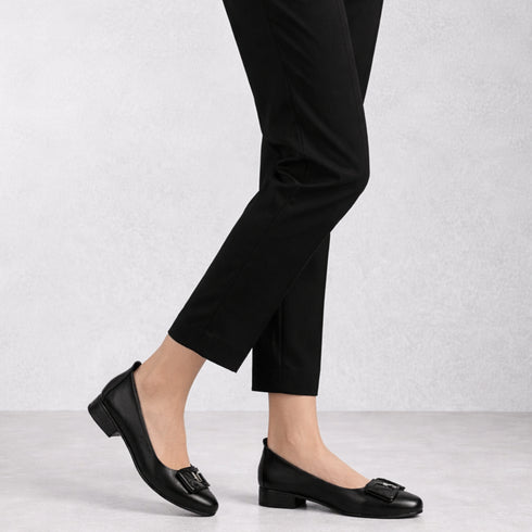 Pantofi casual, dama, ADA SHOES, 510-2 negru, piele naturala, cu toc