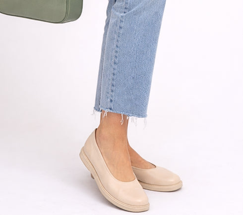 Pantofi casual, dama, ADA SHOES, 6651 crem, piele naturala