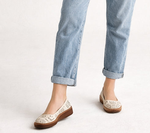 Pantofi casual, dama, FEELING, 5886 alb, piele naturala