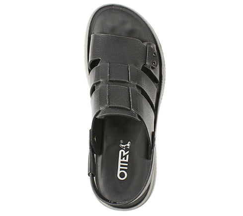 Sandale casual, barbati, OTTER FM60002B, negru, piele naturala