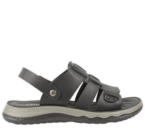 Sandale casual, barbati, OTTER FM60002B, negru, piele naturala