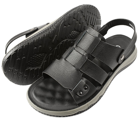 Sandale casual, barbati, OTTER FM60002B, negru, piele naturala