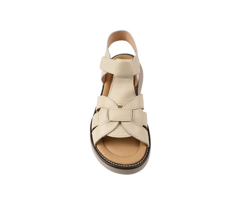 Sandale casual, dama, FORMAZIONE, FF03 crem, piele naturala, platforma