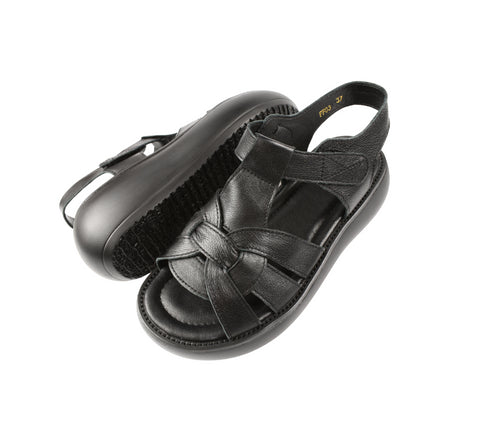 Sandale casual, dama, FORMAZIONE, FF03 negru, piele naturala, platforma