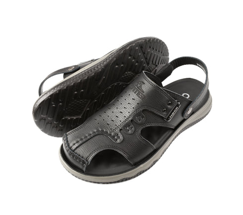 Sandale casual, barbati, OTTER FM60003B, negru, piele naturala