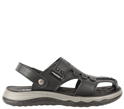 Sandale casual, barbati, OTTER FM60003B, negru, piele naturala