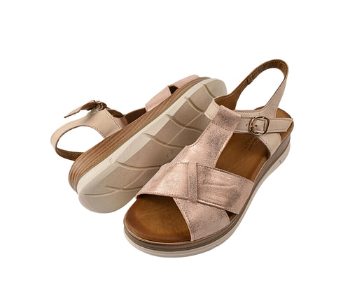 Sandale casual, dama, ANNA VIOTTI, D20-H2987, roz sidef, piele naturala