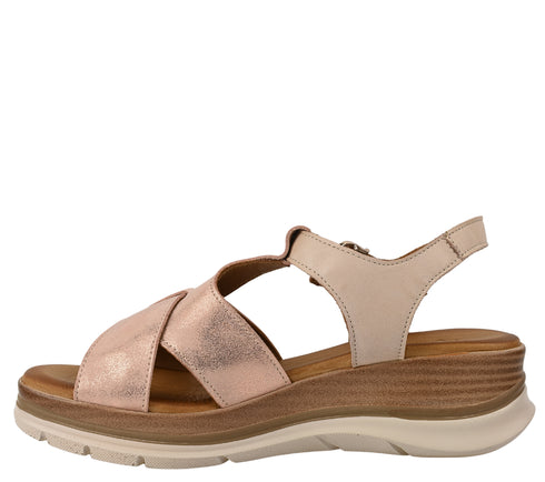 Sandale casual, dama, ANNA VIOTTI, D20-H2987, roz sidef, piele naturala