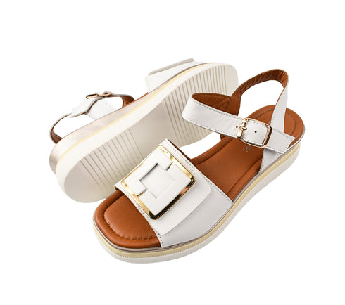 Sandale casual, dama, ANNA VIOTTI, D22-L1060 alb, piele naturala