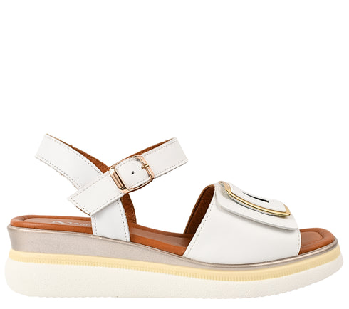 Sandale casual, dama, ANNA VIOTTI, D22-L1060 alb, piele naturala