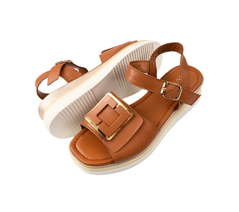 Sandale casual, dama, ANNA VIOTTI, D22-L1060 maro, piele naturala