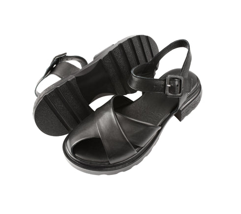 Sandale casual, dama, ANNA VIOTTI, D47-1090 negru, piele naturala