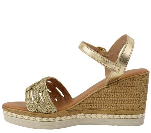 Sandale casual, dama, PASS COLLECTION, 70416, auriu, textil, platforma